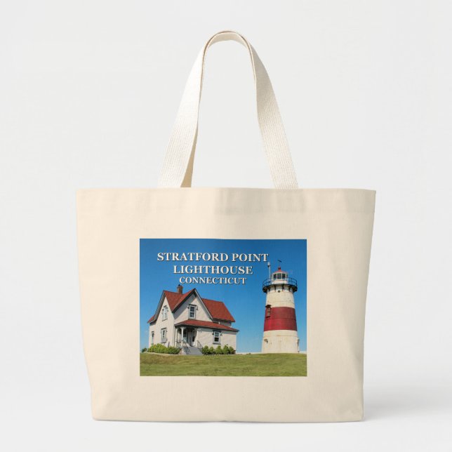 Bolsa Tote Grande Stratford Point Lighthouse, Connecticut (Frente)
