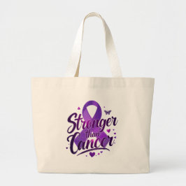 Bolsa Tote Grande Stronger Than Cancer Shirt | Cancer Awareness T-Sh