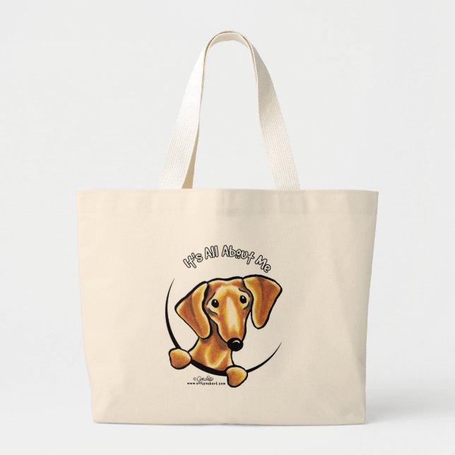 Bolsa Tote Grande Suave Dachshund Vermelho É Tudo Sobre Mim (Frente)