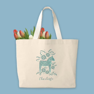 Bolsa Tote Grande sueco Dala Horse Personalizado