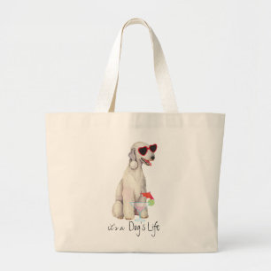 Bolsa Tote Grande Summer Bedlington Terrier Large Tote Bag
