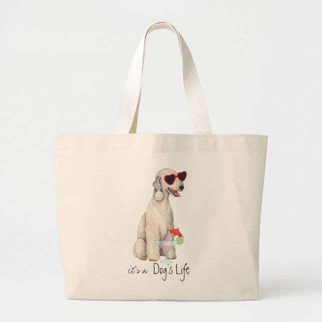Bolsa Tote Grande Summer Bedlington Terrier Large Tote Bag (Frente)