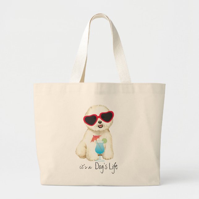 Bolsa Tote Grande Summer Bichon Frise (Frente)