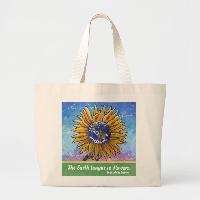 Bolsa Tote Grande Sunflower Earth Art (Frente)