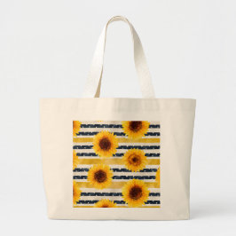 Bolsa Tote Grande Sunflower Stripes Navy & Yellow 