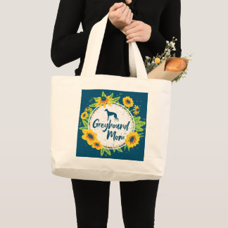 Bolsa Tote Grande Sunflower Sunflower Greyhound Mãe Cães Ditos