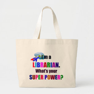 Bolsa Tote Grande Super-herói Bibliotecário - Design de texto Colo