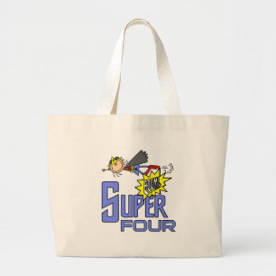 Bolsa Tote Grande Super-herói Garota 4º Camiseta de aniversário e pr