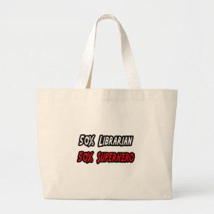 Bolsa Tote Grande Super-herói Half Bibliotecário