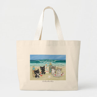 Bolsa Tote Grande Surfing Cat na praia (角 カ) ¥