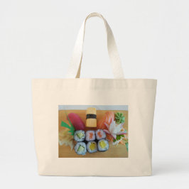 Bolsa Tote Grande Sushi Ásia Peixe Arroz Comida