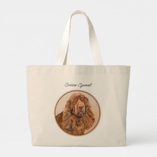 Bolsa Tote Grande Sussex Spaniel Pintando Bela Arte Original Pet Dog