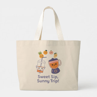 Bolsa Tote Grande Sweet Sip, Sunny Trip – Kawaii Summer Smoothie
