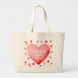 Bolsa Tote Grande Sweet Watercolor Heart Valentine Tote Bag