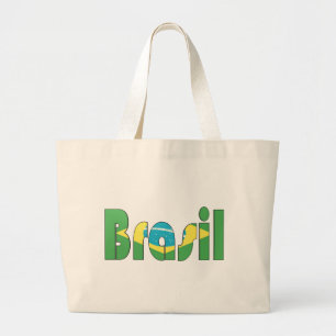 Bolsa Tote Grande T-shirt da bandeira de Brasil