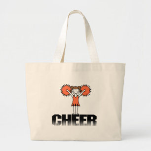 Bolsa Tote Grande T-shirt e presentes Cheerleading alaranjados