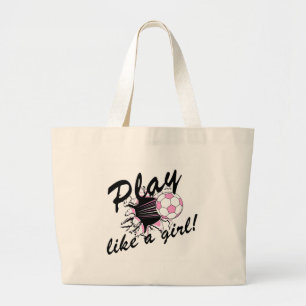 Bolsa Tote Grande T-shirt e presentes do futebol das meninas