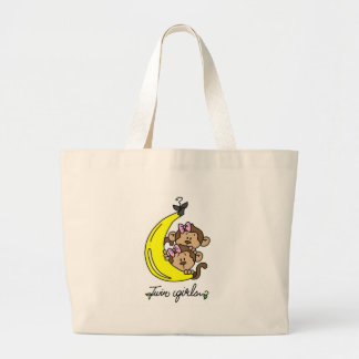 Bolsa Tote Grande T-shirt e presentes gêmeos das meninas dos macacos