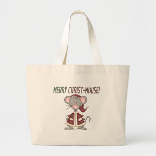 Bolsa Tote Grande T-shirts e presente do rato Cristo de feliz