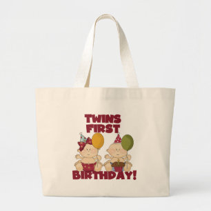 Bolsa Tote Grande T-shirts e presentes gêmeos primeiros aniversarios