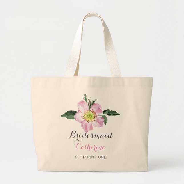 Bolsa Tote Grande Tabageiro de Bridesmaids personalizado Floral (Frente)