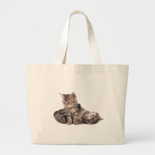 Bolsa Tote Grande tabby kittens playing