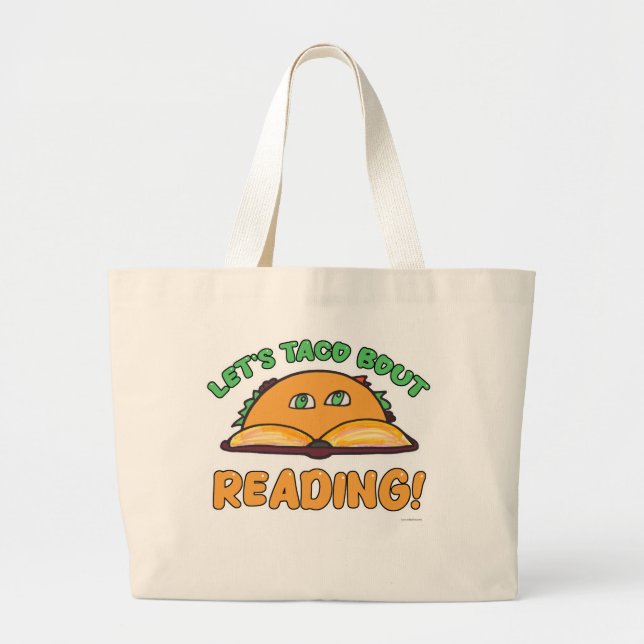 Bolsa Tote Grande Taco Bout Lendo Cartografia do Livro Divertido (Frente)