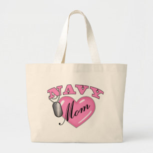 Bolsa Tote Grande Tag de cão do coração N da mamã do marinho