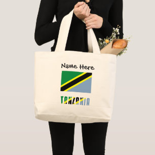 Bolsa Tote Grande Tanzânia Bandeira Tanzaniana Preta Personalização