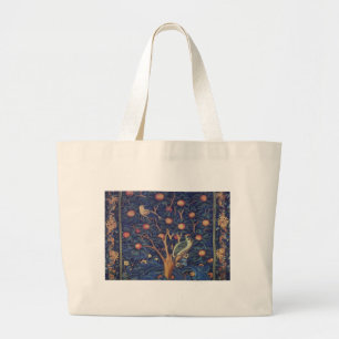 Bolsa Tote Grande Tapeçaria Pica-Pau de William Morris Design Azul