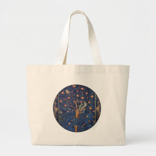 Bolsa Tote Grande Tapeçaria Pica-Pau de William Morris Design Azul