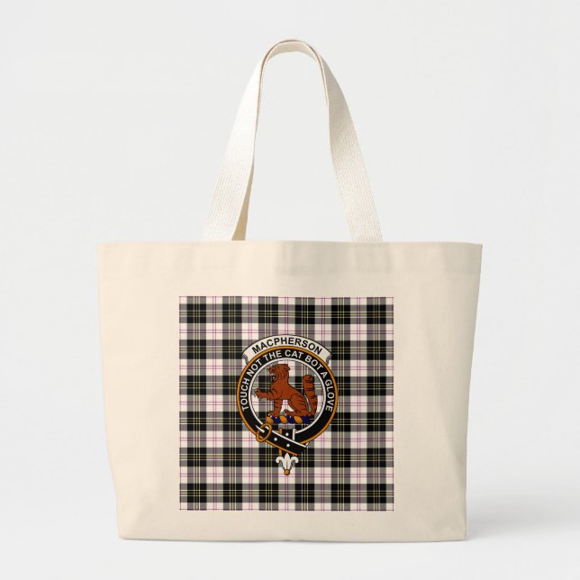 Bolsa Tote Grande Tartan MacPherson, Emblema e Divisa da Clan (Frente)