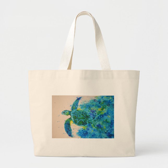 Bolsa Tote Grande tartaruga de mar (Frente)