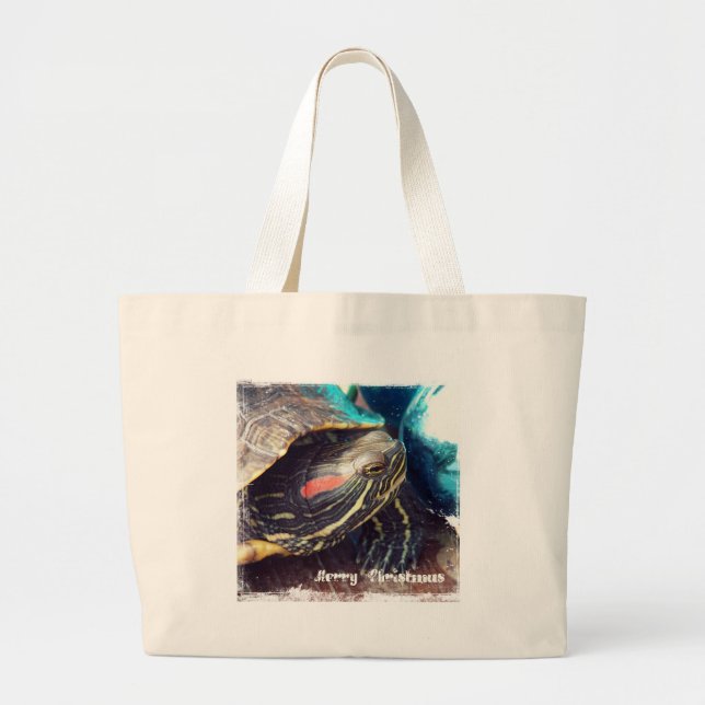 Bolsa Tote Grande Tartaruga de Natal (Frente)