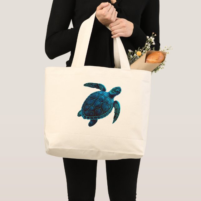 Bolsa Tote Grande Tartaruga marinha, desenho digital (Frente (produto))