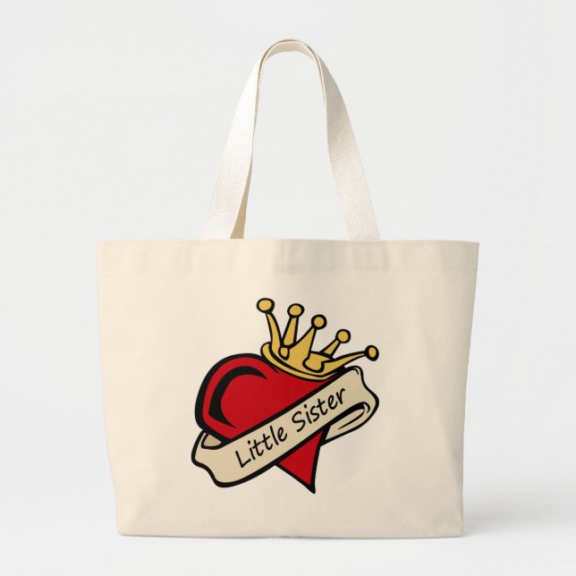 Bolsa Tote Grande Tatuagem do coração da irmã mais nova (Frente)
