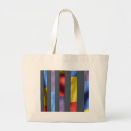 Bolsa Tote Grande Tecido Artístico Listrado Multicolorido