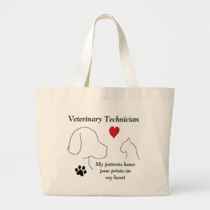 Bolsa Tote Grande Técnico veterinário - a pata imprime em meu