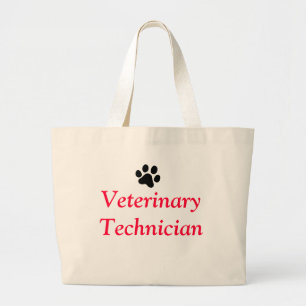 Bolsa Tote Grande Técnico veterinário com impressão preto da pata