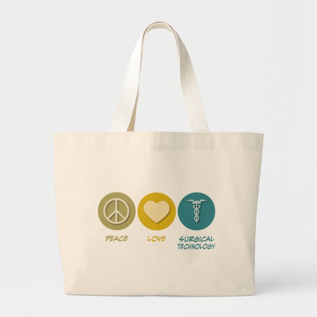 Bolsa Tote Grande Tecnologia cirúrgica do amor da paz (Frente)