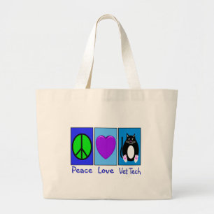 Bolsa Tote Grande Tecnologia do veterinário do amor da paz