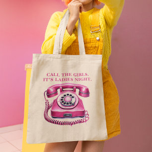 Bolsa Tote Grande Telefone Rotativo Retrô Rosa Chame as Meninas