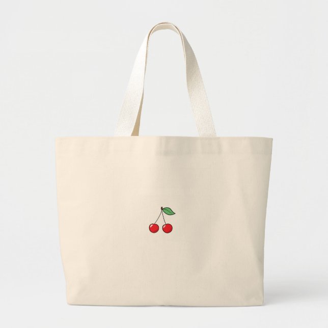 Bolsa Tote Grande Tema cereja, design cereja (Frente)