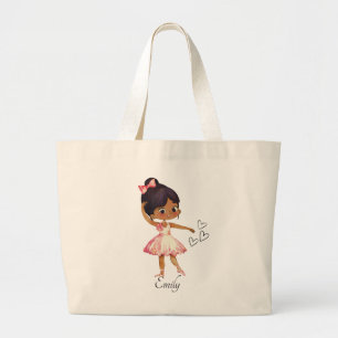 Bolsa Tote Grande Tema de Aquarela de Dancer Ballerina