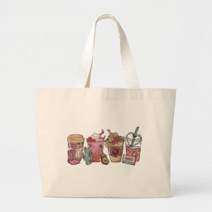 Bolsa Tote Grande Tema do Café Lover Western Cowboy
