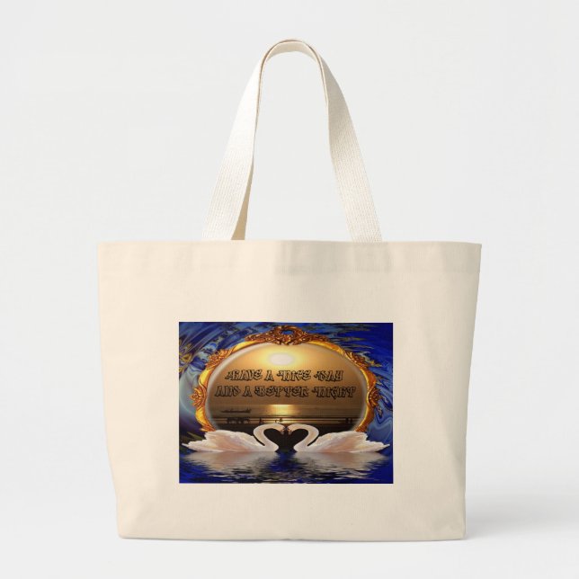 Bolsa Tote Grande Tenha um belo dia e uma boa noite. (Frente)