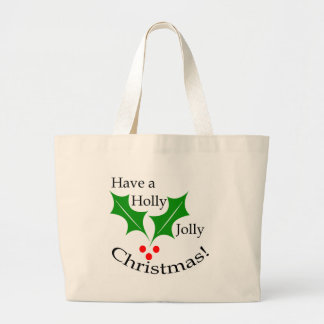 Bolsa Tote Grande Tenha um Natal alegre do azevinho!