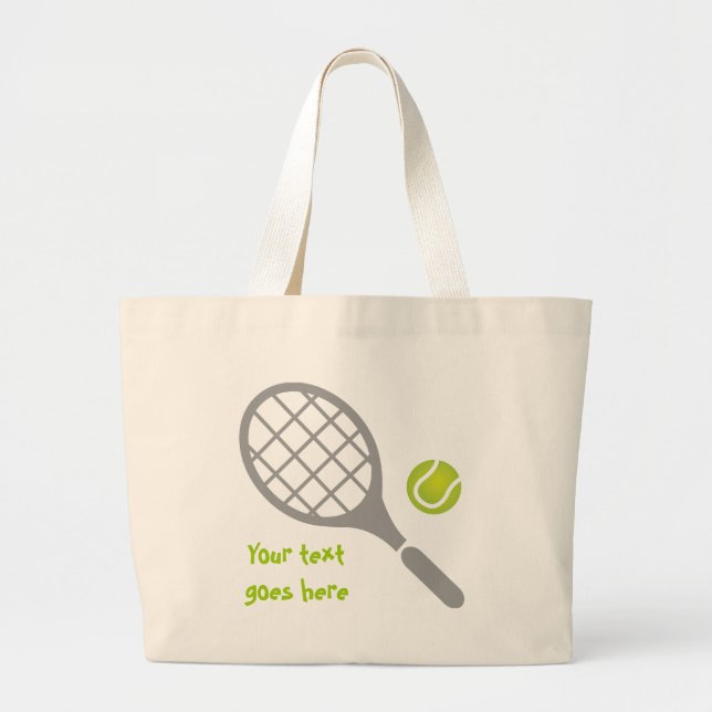 Bolsa Tote Grande Tênis racket e bola personalizados (Frente)
