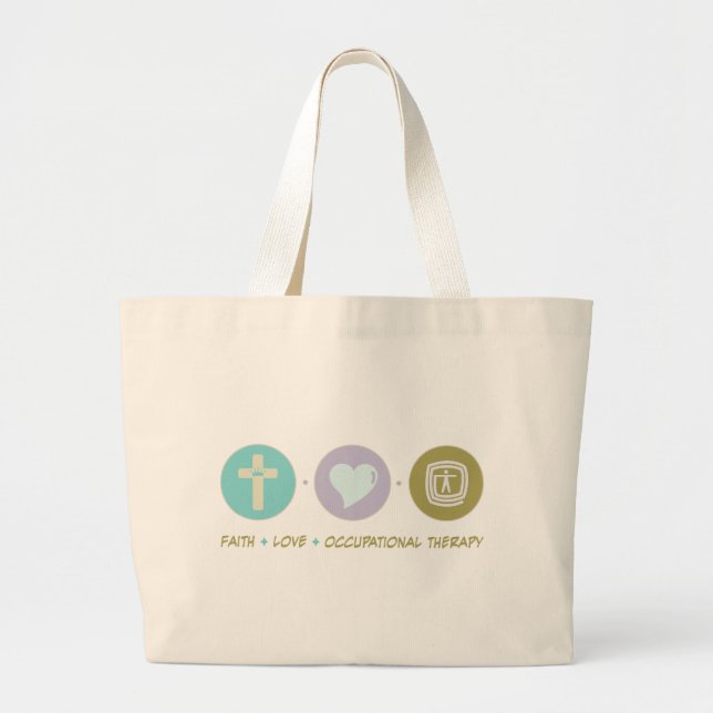Bolsa Tote Grande Terapia ocupacional do amor da fé (Frente)