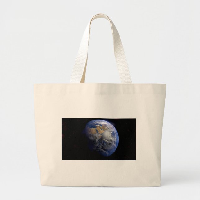 Bolsa Tote Grande Terra Azul do Espaço Inspiracional (Frente)